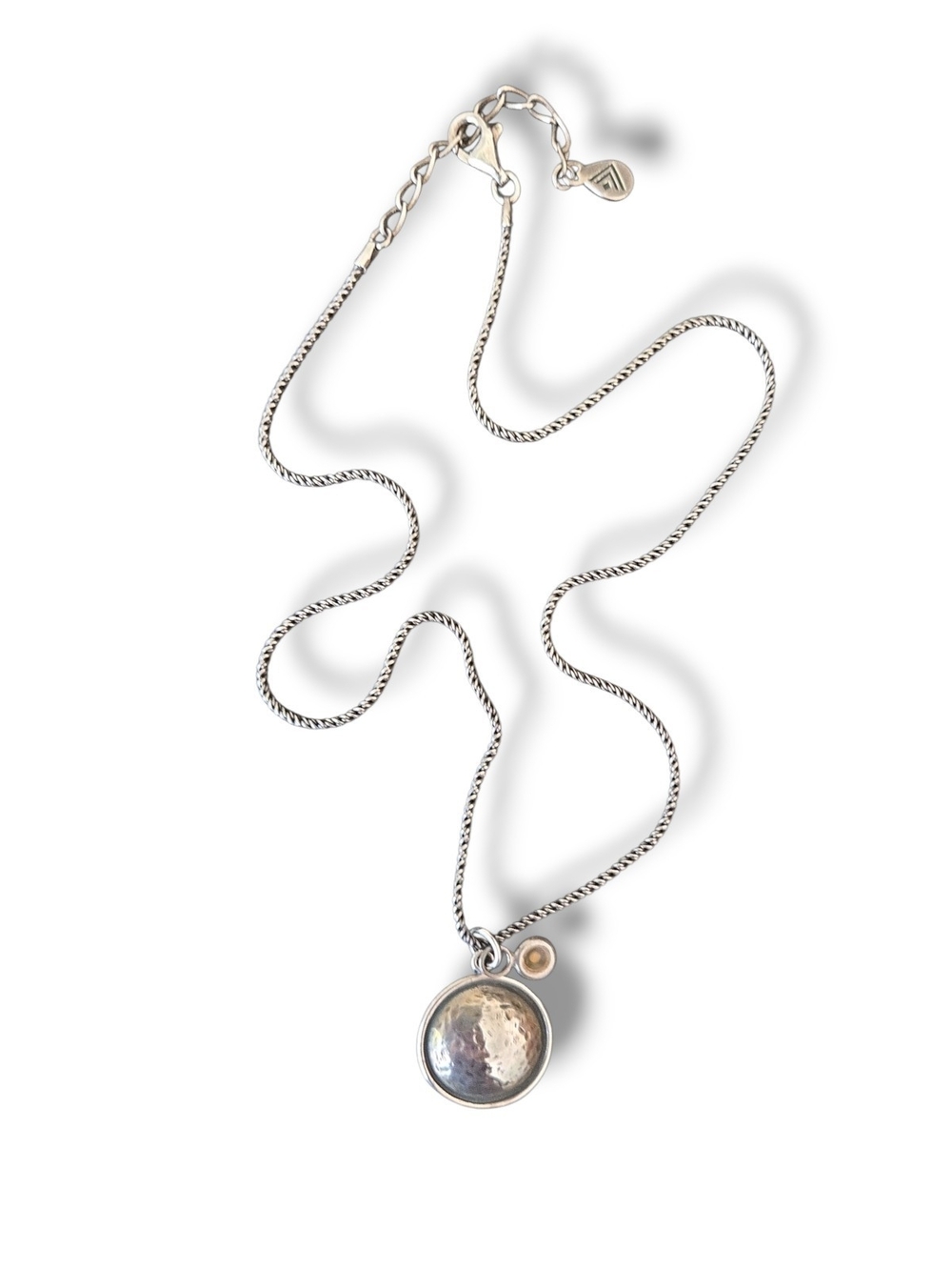 Silpada Silver Hammered Disc FAITH Necklace with Accent Charm